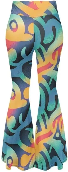 Irisjudy Hawaii Floral Flare Leggings for Women 30" Tummy Control Bootcut Yoga Pants High Waisted Casual Business Work Pants