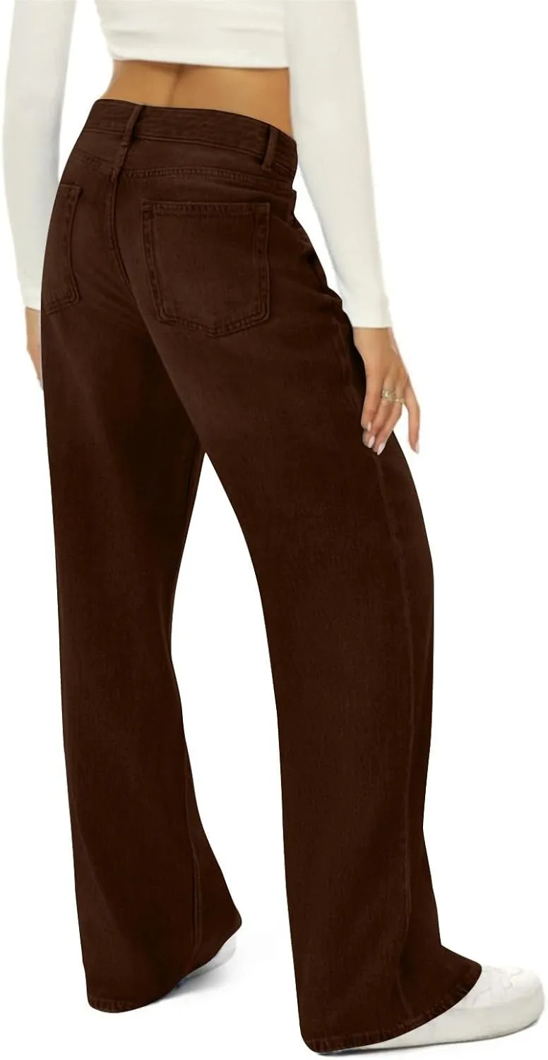 Jeans for Women, Jeans Women Stretchy Trendy Plus Size Baggy Trousers Low Rise 2025 Straight Leg Summer