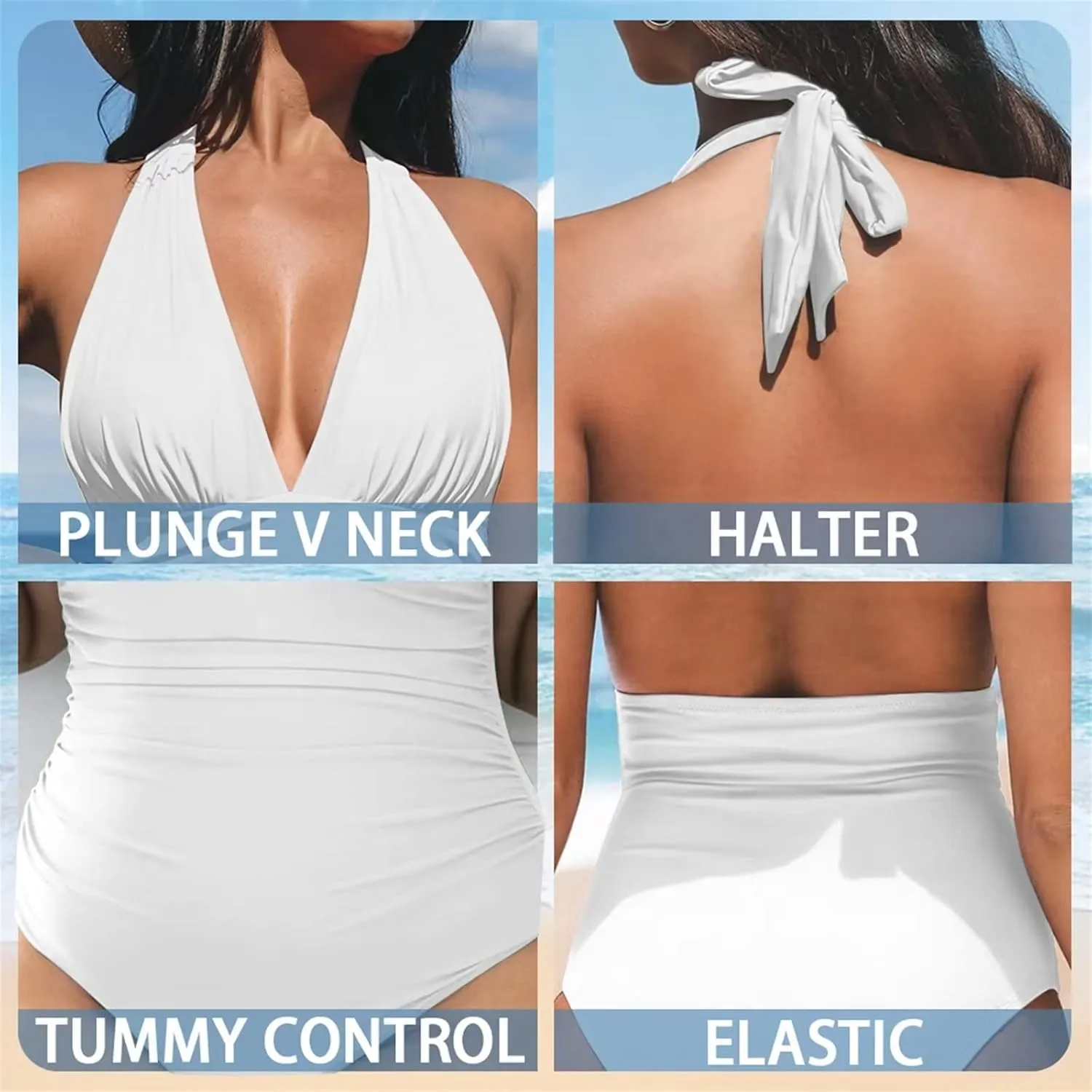 JEOCODY Women's One Piece Swimsuits Sexy Slimming Bathing Suits Backless Tummy Control Swimwear