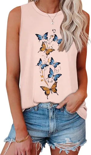 JOELLYUS Womens Tank Tops Summer Casual Crew Neck Sleeveless Top Loose Fit Basic Tunic Shirts