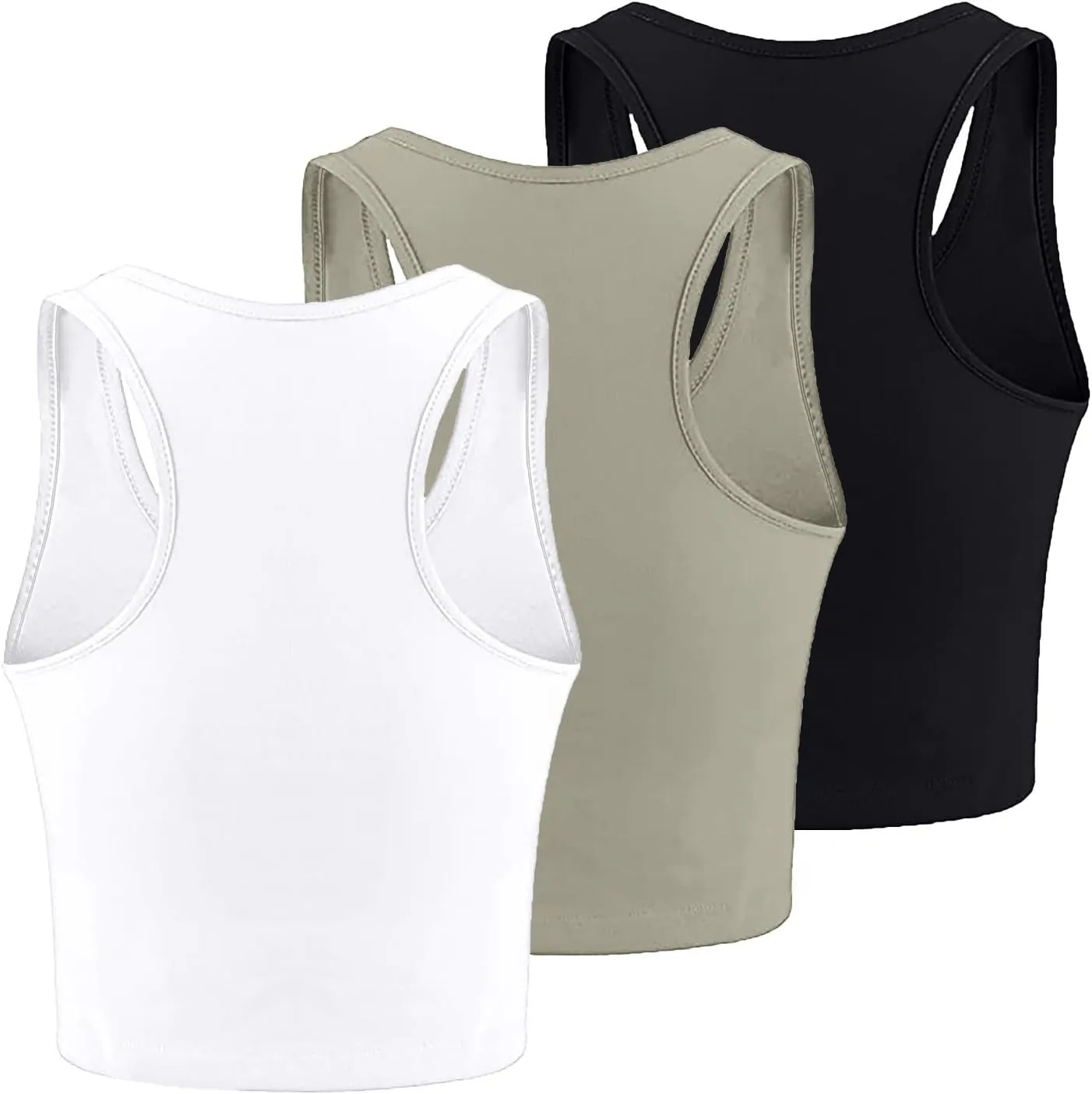 JOYO Women's 3 Piece Tank Tops Ribbed Seamless Workout Exercise Shirts Yoga Crop Tops Camisole Cotton Blouse for Women