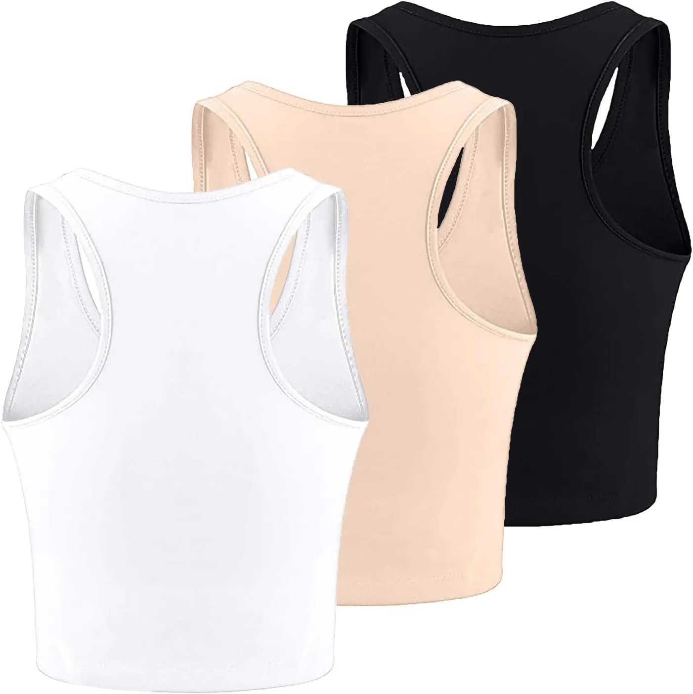 JOYO Women's 3 Piece Tank Tops Ribbed Seamless Workout Exercise Shirts Yoga Crop Tops Camisole Cotton Blouse for Women