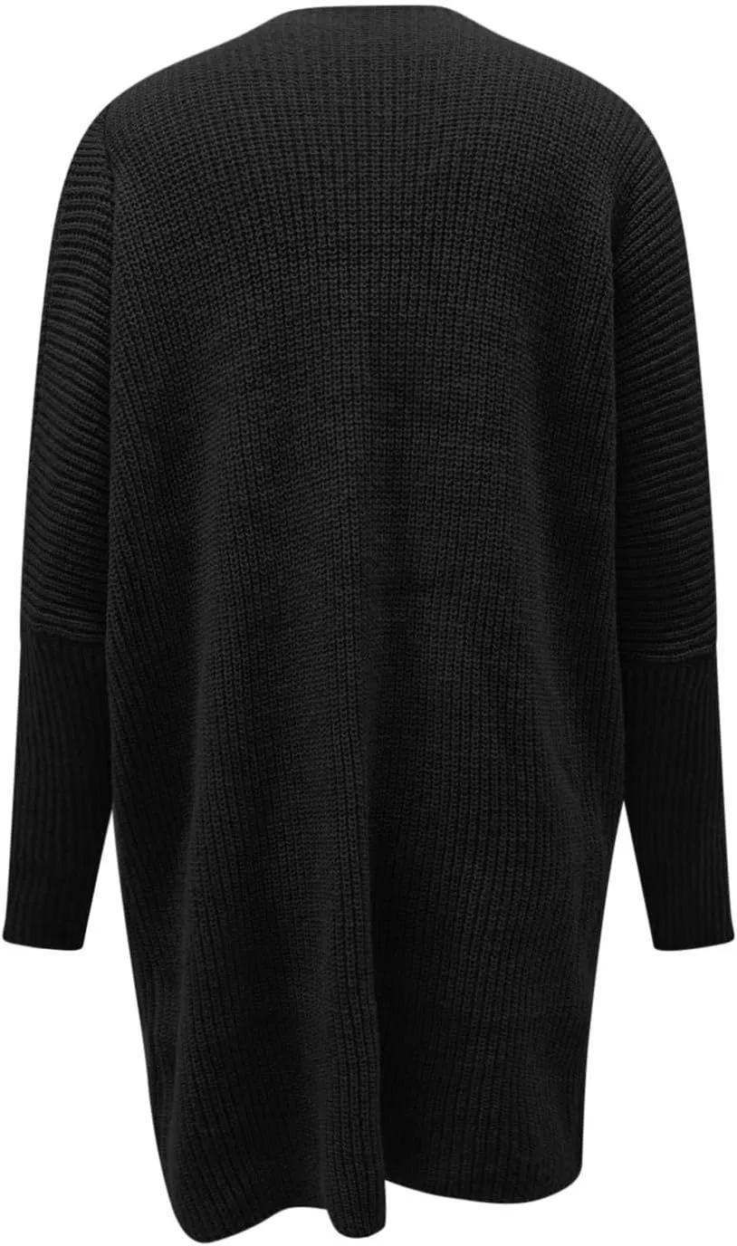 Knit Crochet Sweater Cardigan for Women Open Front Solid Long Sleeve Outwear with Pockets 2024 Winter