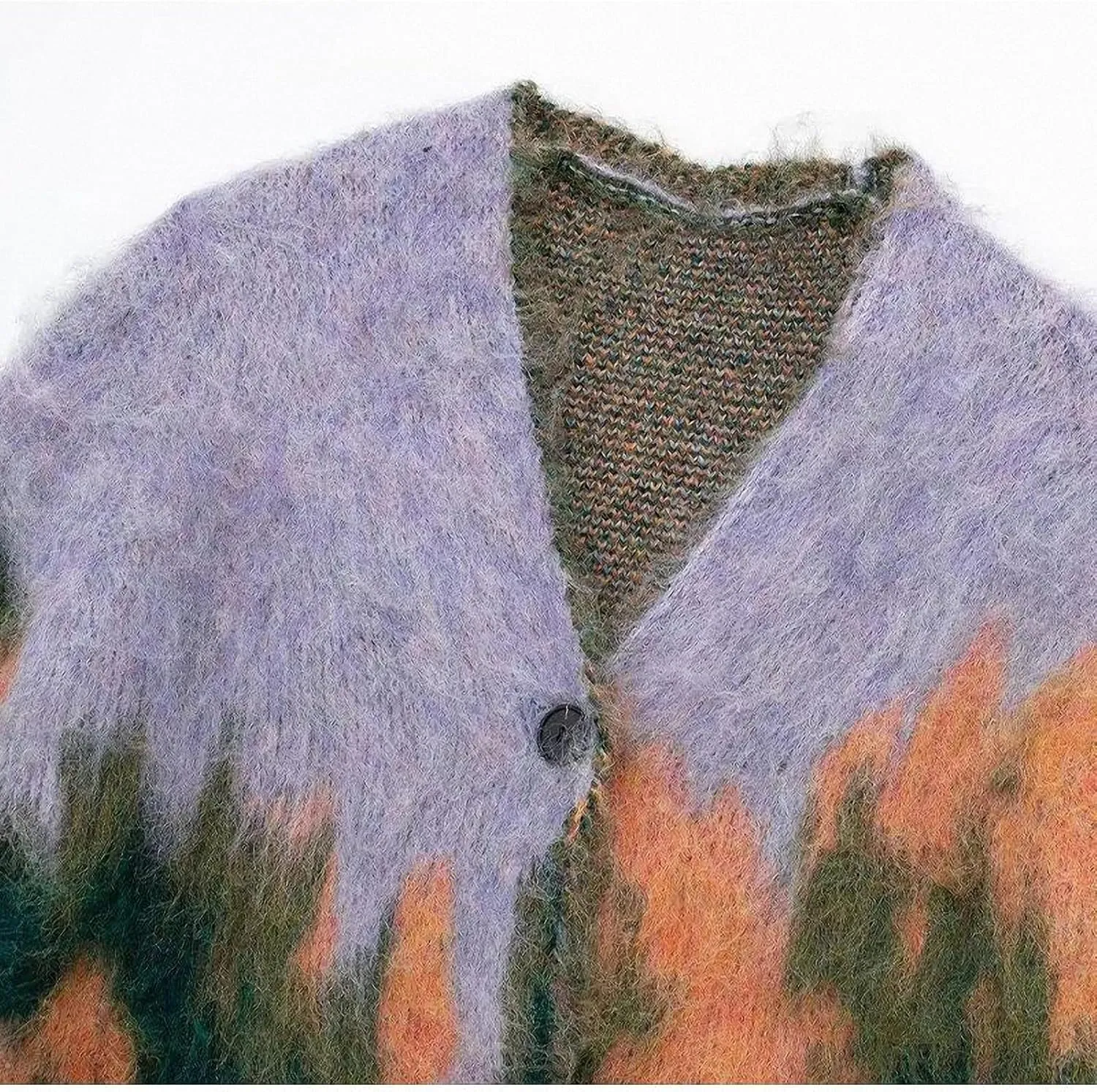 Landscape Paint Tie Dyed Women's Cardigan Sweater Autumn V-Neck Single Breasted Female Sweaters Winter Lady Outwear