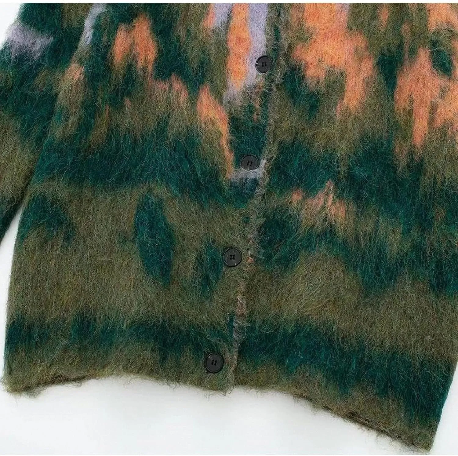 Landscape Paint Tie Dyed Women's Cardigan Sweater Autumn V-Neck Single Breasted Female Sweaters Winter Lady Outwear