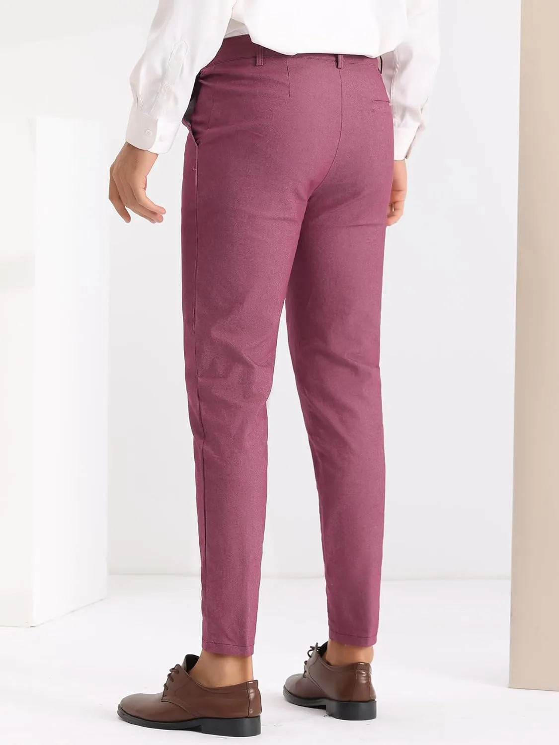 Lars Amadeus Dress Pants for Men's Slim Fit Flat Front Business Prom Skinny Tapered Chino Trousers