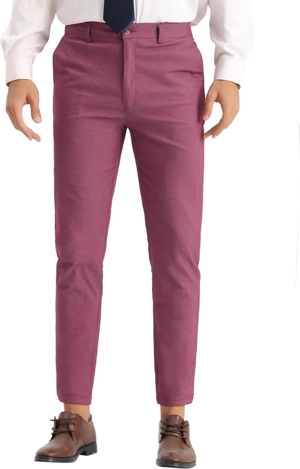 Lars Amadeus Dress Pants for Men's Slim Fit Flat Front Business Prom Skinny Tapered Chino Trousers