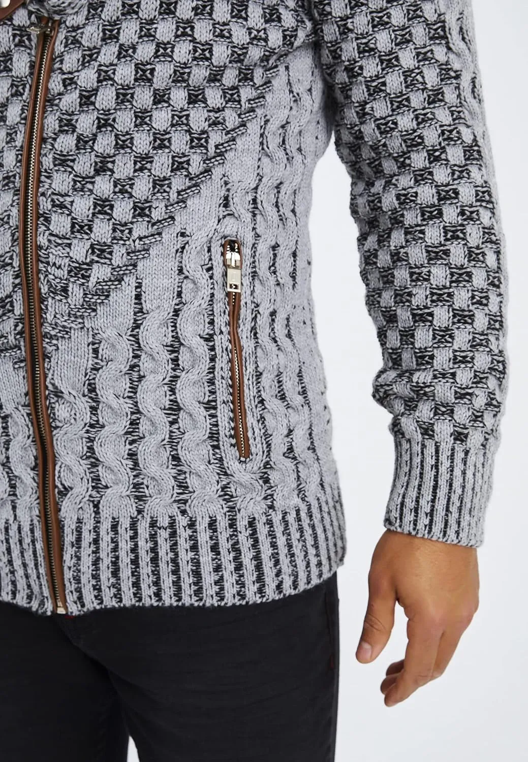Leif Nelson Men's Knitted Jacket Turtleneck Cardigan Winter Pullover Hoodies Casual Sweaters Jumper LN5340