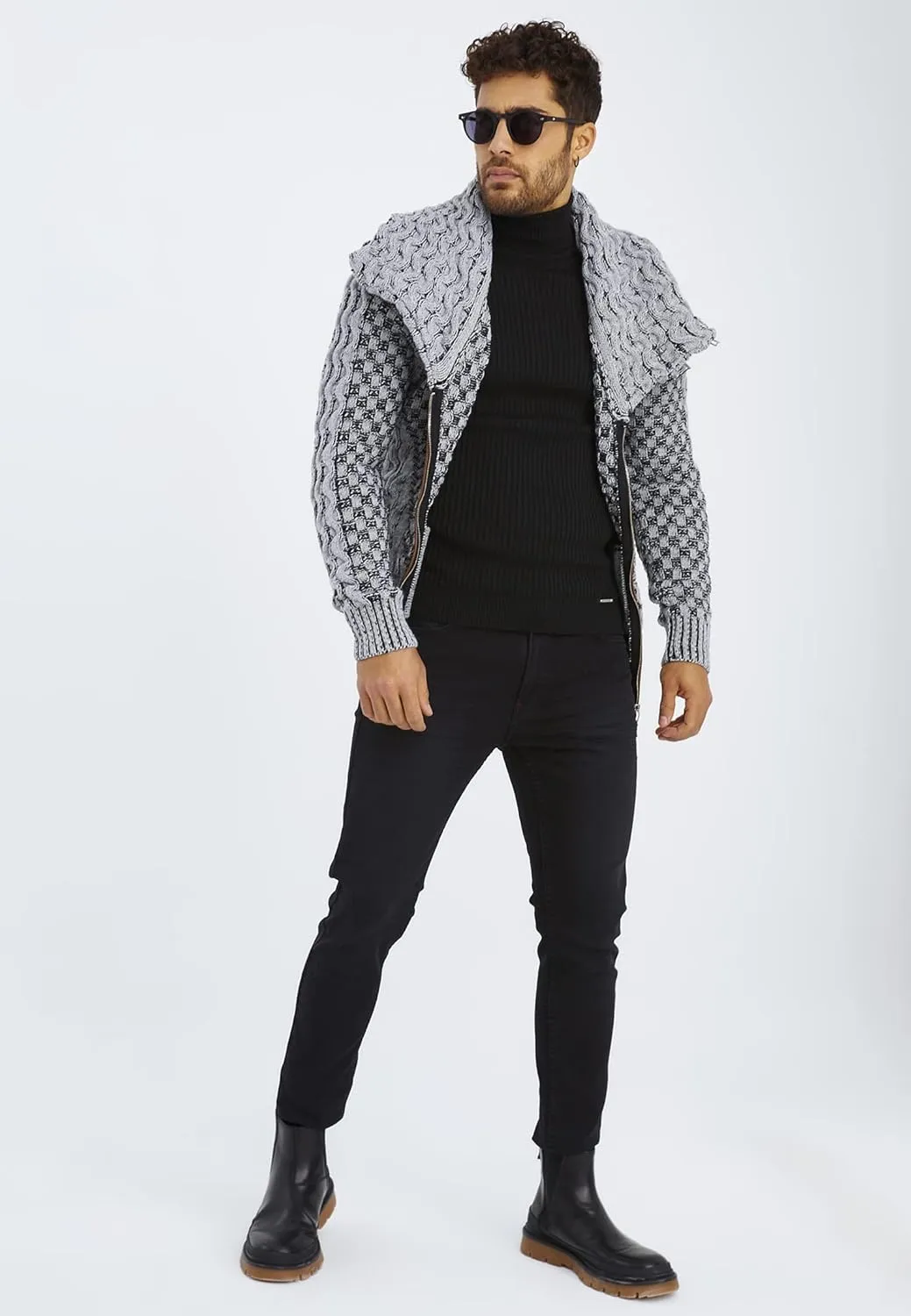 Leif Nelson Men's Knitted Jacket Turtleneck Cardigan Winter Pullover Hoodies Casual Sweaters Jumper LN5340
