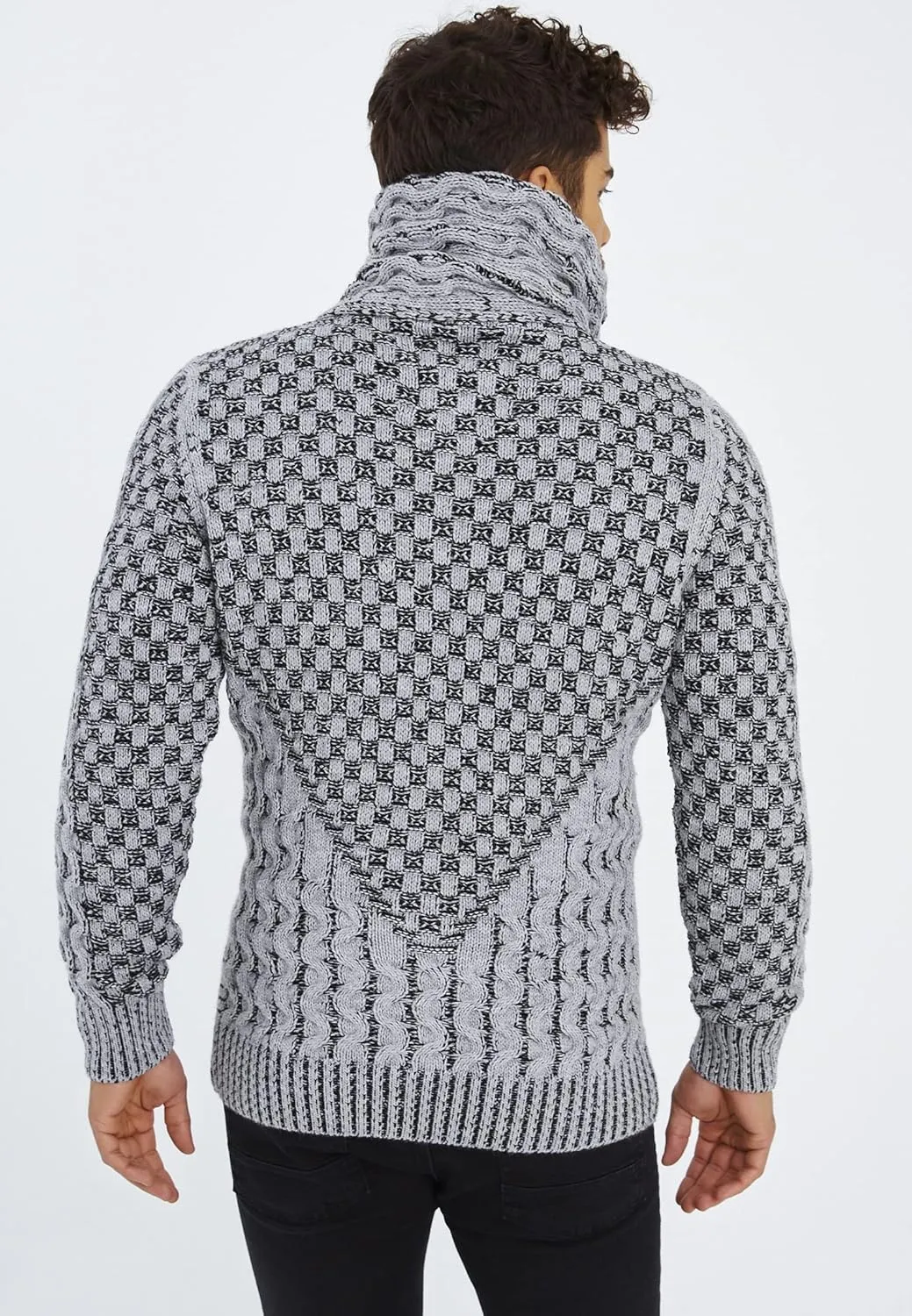 Leif Nelson Men's Knitted Jacket Turtleneck Cardigan Winter Pullover Hoodies Casual Sweaters Jumper LN5340