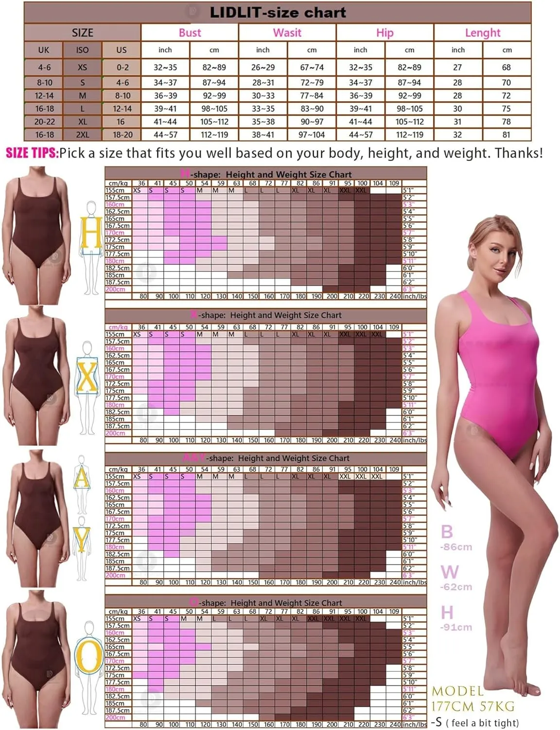 LIDLIT Crew Neck Short Sleeve Bodysuit For WomenBasic Casual Tops For Going Out Double Lined Basic T-shirt Tops