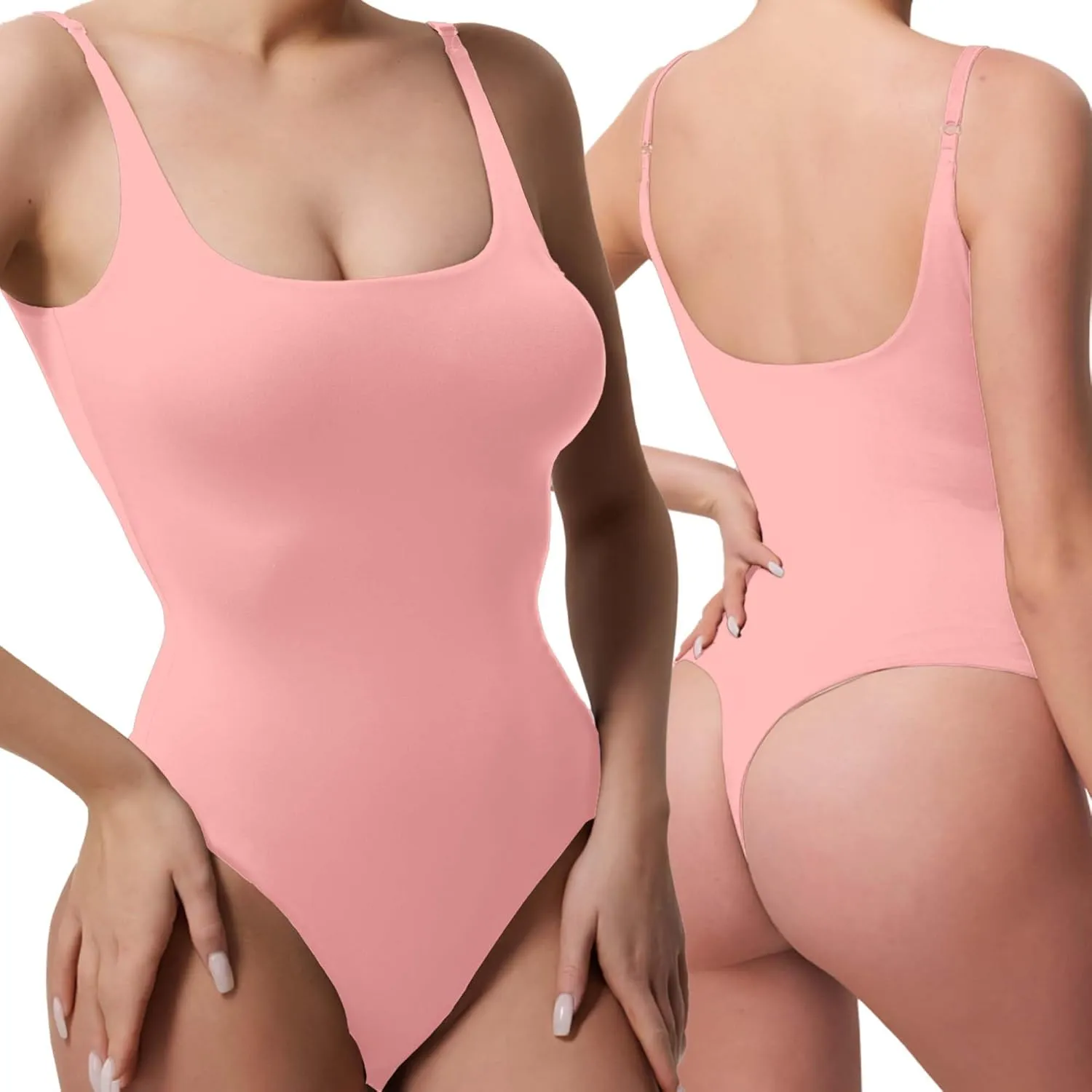 LIDLIT Crew Neck Short Sleeve Bodysuit For WomenBasic Casual Tops For Going Out Double Lined Basic T-shirt Tops