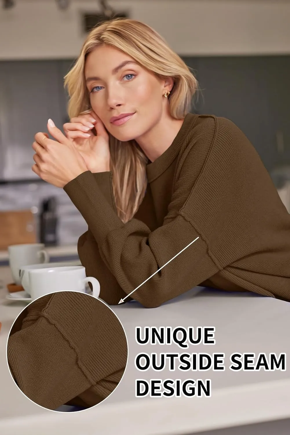 LILLUSORY Women's Oversized Batwing Sweaters 2025 Fall Outfits Trendy Crewneck Knit Side Slit Fashion Pullover Tops