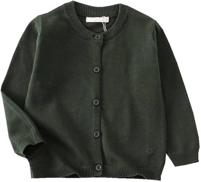 LNICEAR Toddler Boys Girls Crewneck Cardigan Sweaters Long Sleeve Kids Button Cotton School Uniform Knit Tops Outwear