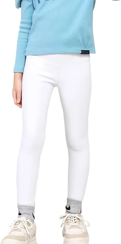 Looching Baby Toddler Girls Winter Fleece Lined Leggings Warm Full Length Pants Basic Cotton Thick Tights 1 Pack