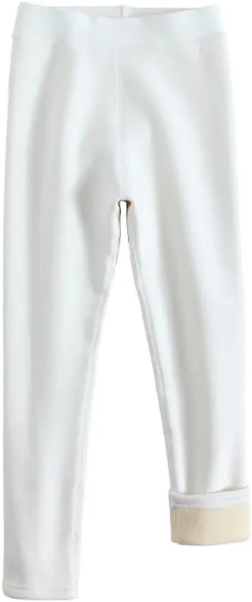 Looching Baby Toddler Girls Winter Fleece Lined Leggings Warm Full Length Pants Basic Cotton Thick Tights 1 Pack