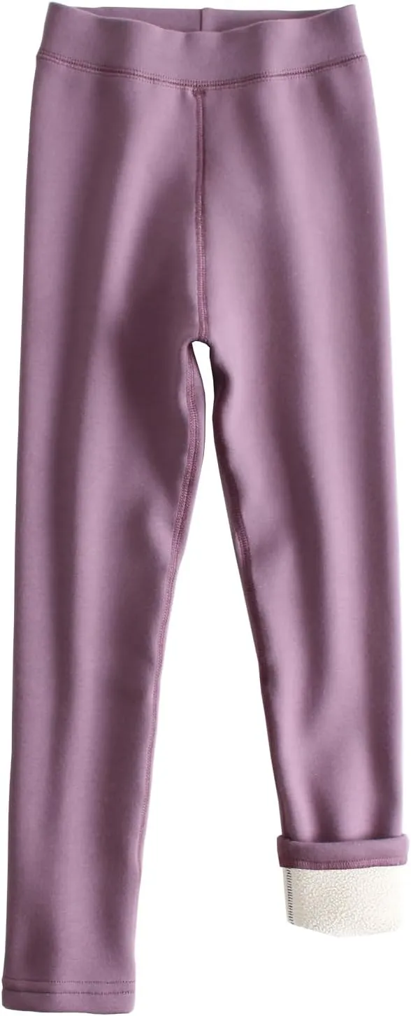 Looching Baby Toddler Girls Winter Fleece Lined Leggings Warm Full Length Pants Basic Cotton Thick Tights 1 Pack