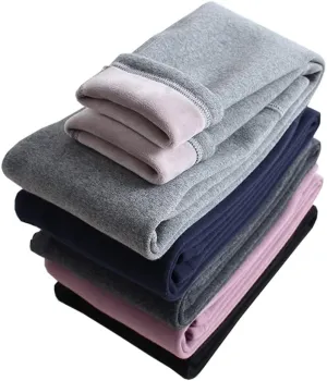 Looching Baby Toddler Girls Winter Fleece Lined Leggings Warm Full Length Pants Basic Cotton Thick Tights 1 Pack