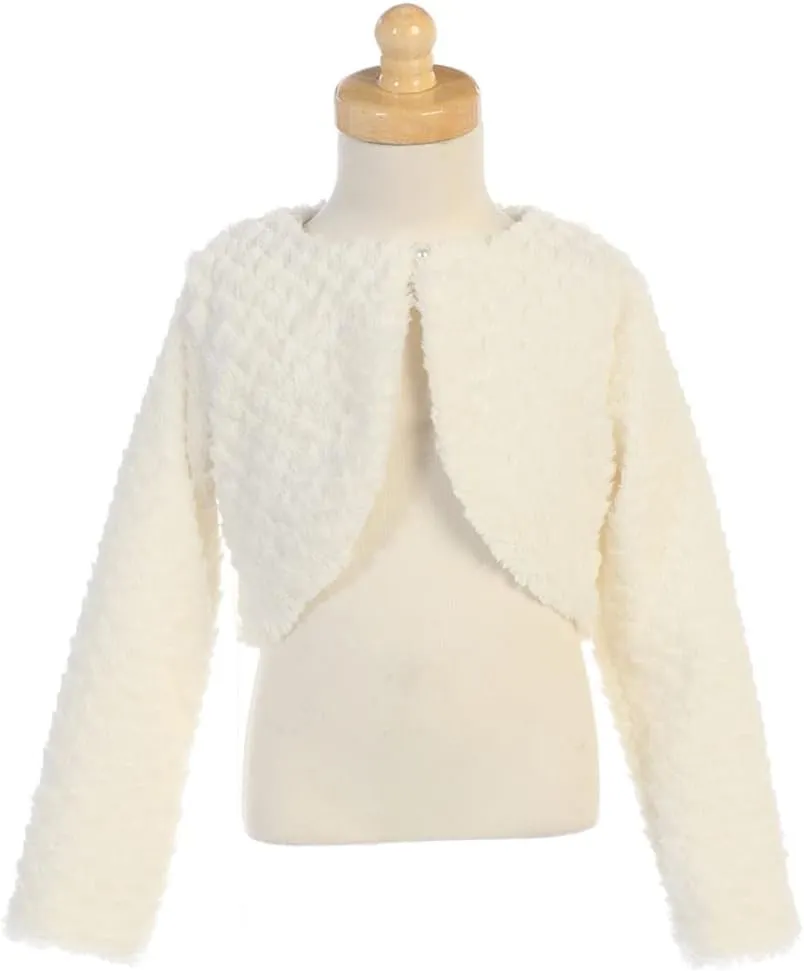 Made in USA - White Cardigan for Girls - Faux Fur Sweaters for Girls - Dress Bolero for Toddler - Baby Kids Shrug