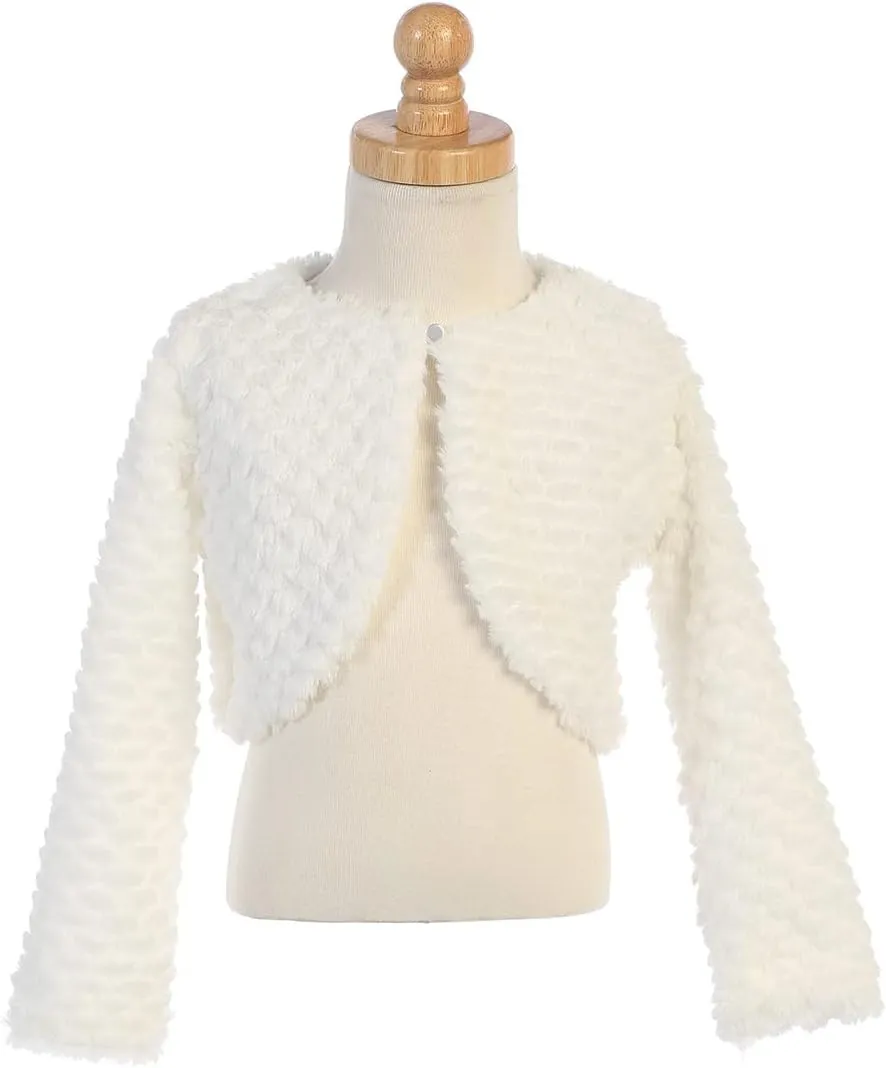 Made in USA - White Cardigan for Girls - Faux Fur Sweaters for Girls - Dress Bolero for Toddler - Baby Kids Shrug