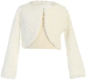 Made in USA - White Cardigan for Girls - Faux Fur Sweaters for Girls - Dress Bolero for Toddler - Baby Kids Shrug