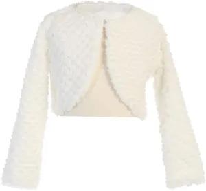 Made in USA - White Cardigan for Girls - Faux Fur Sweaters for Girls - Dress Bolero for Toddler - Baby Kids Shrug