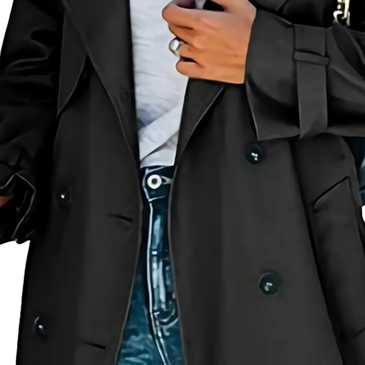 Maiyifu-GJ Trench Coat for Women Double Breasted Duster Slim Full Length Maxi Long Overcoat Casual Windbreaker Jacket