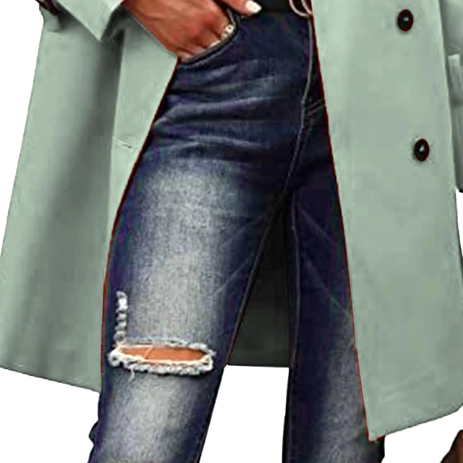 Maiyifu-GJ Trench Coat for Women Double Breasted Long Elegant Windproof Lapel Belted Overcoat Casual Windbreaker Jacket