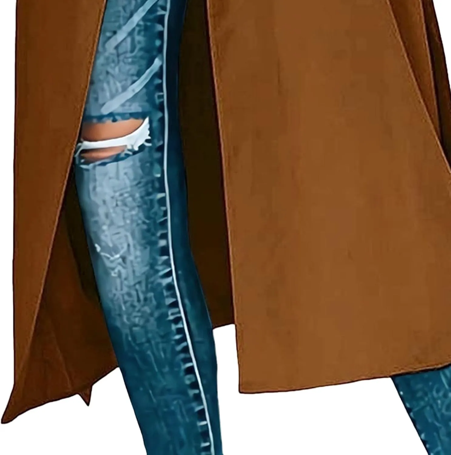 Maiyifu-GJ Trench Coat for Women Double Breasted Long Elegant Windproof Lapel Belted Overcoat Casual Windbreaker Jacket
