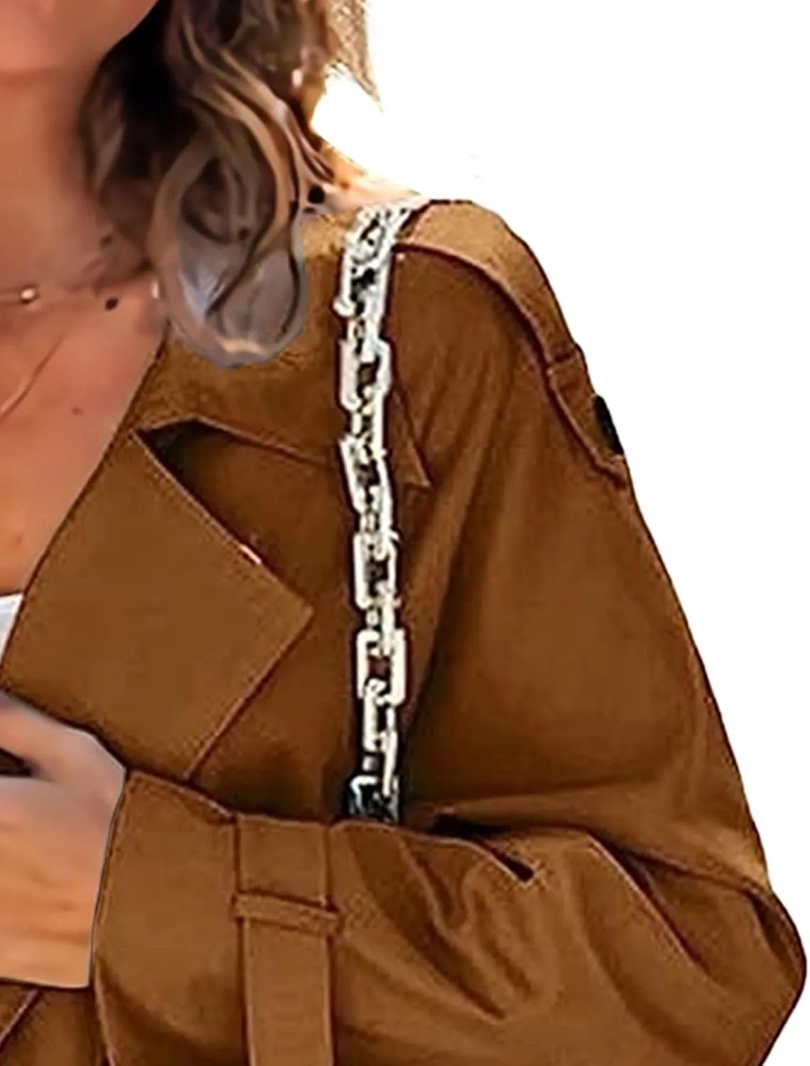 Maiyifu-GJ Trench Coat for Women Double Breasted Long Elegant Windproof Lapel Belted Overcoat Casual Windbreaker Jacket