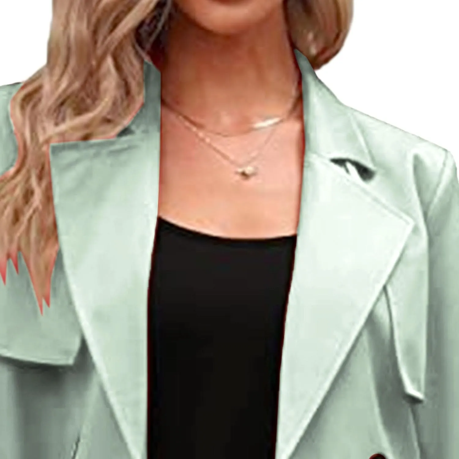 Maiyifu-GJ Trench Coat for Women Double Breasted Long Elegant Windproof Lapel Belted Overcoat Casual Windbreaker Jacket
