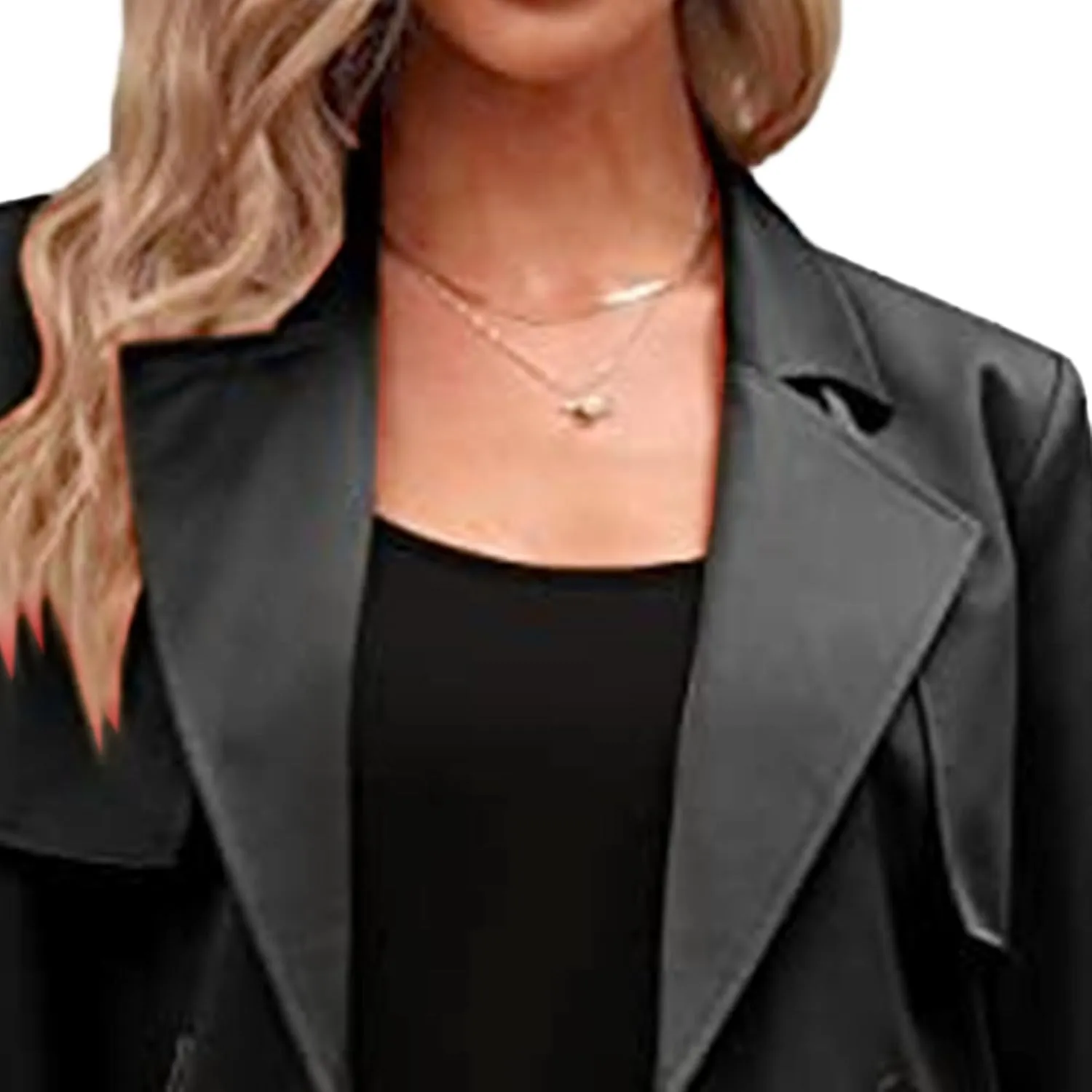 Maiyifu-GJ Trench Coat for Women Double Breasted Long Elegant Windproof Lapel Belted Overcoat Casual Windbreaker Jacket