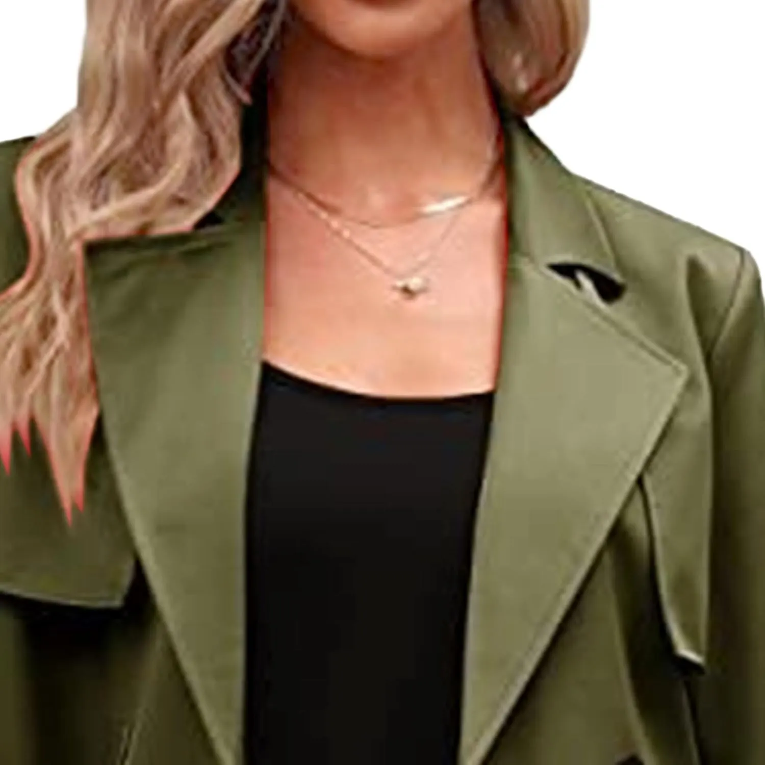 Maiyifu-GJ Trench Coat for Women Double Breasted Long Elegant Windproof Lapel Belted Overcoat Casual Windbreaker Jacket