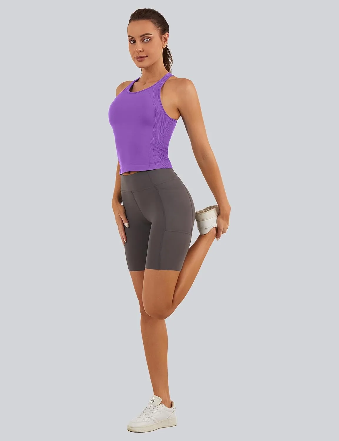 MathCat Workout Tank Tops for Women Racerback Basic Running Tanks Seamless Muscle Athletic Yoga Tops with Built in Bra