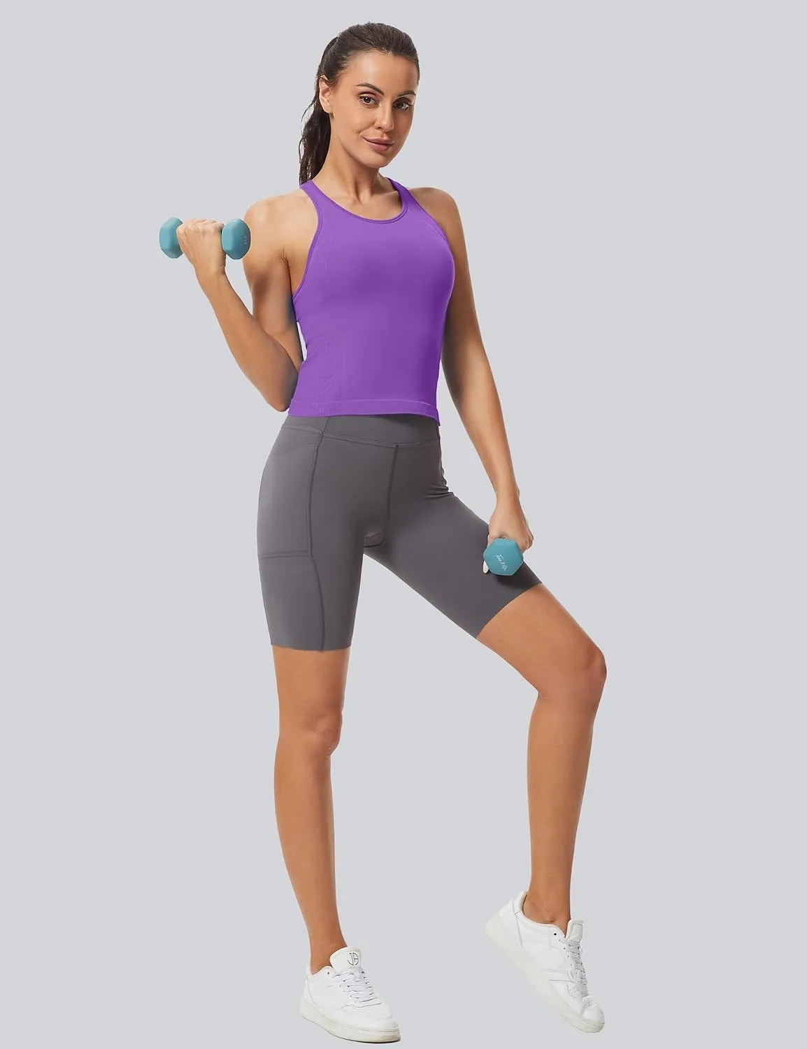 MathCat Workout Tank Tops for Women Racerback Basic Running Tanks Seamless Muscle Athletic Yoga Tops with Built in Bra
