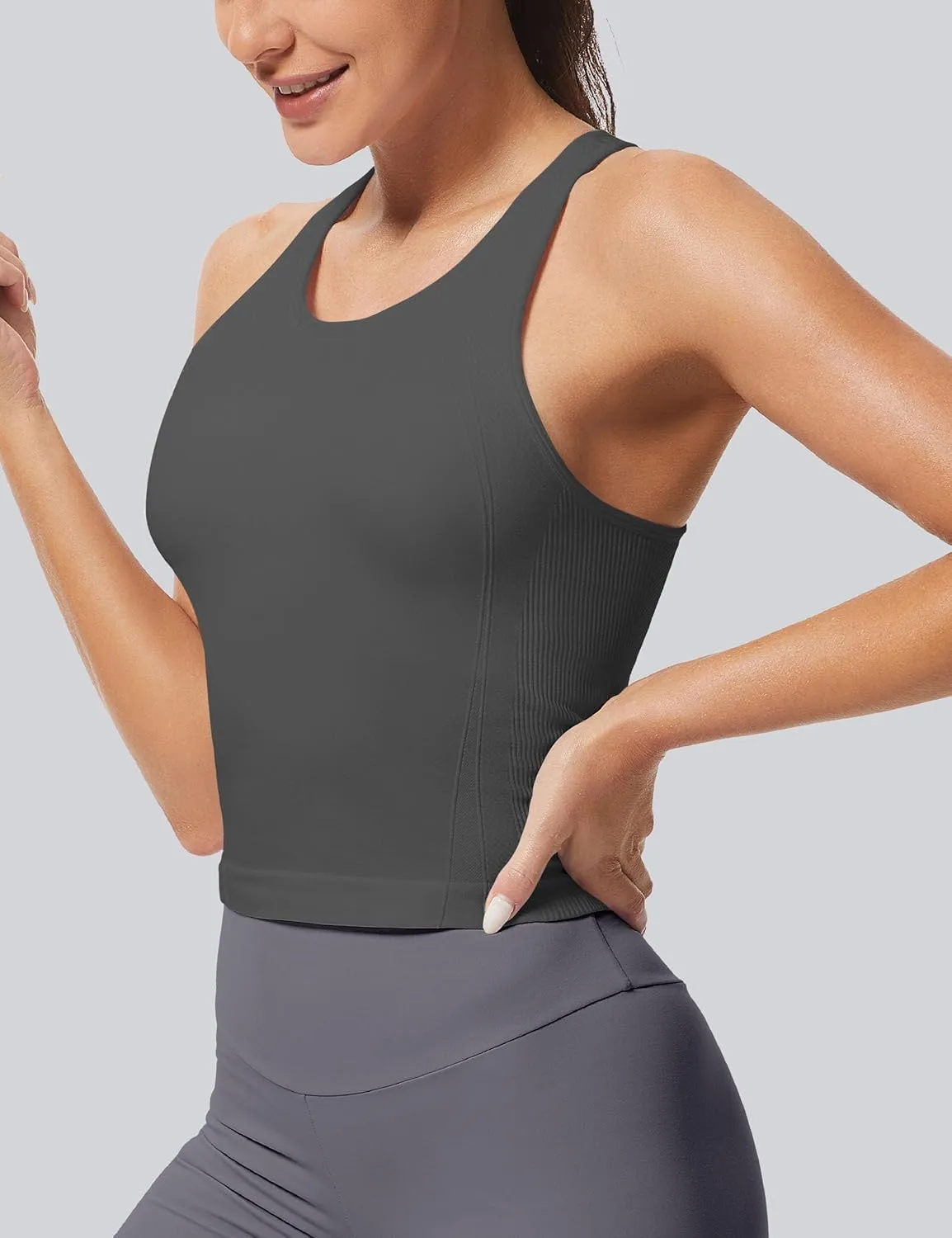 MathCat Workout Tank Tops for Women Racerback Basic Running Tanks Seamless Muscle Athletic Yoga Tops with Built in Bra