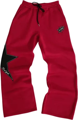 Men's Baggy Sweatpants Y2k Star Graphic Print Stacked Wide Leg Jogger Pants