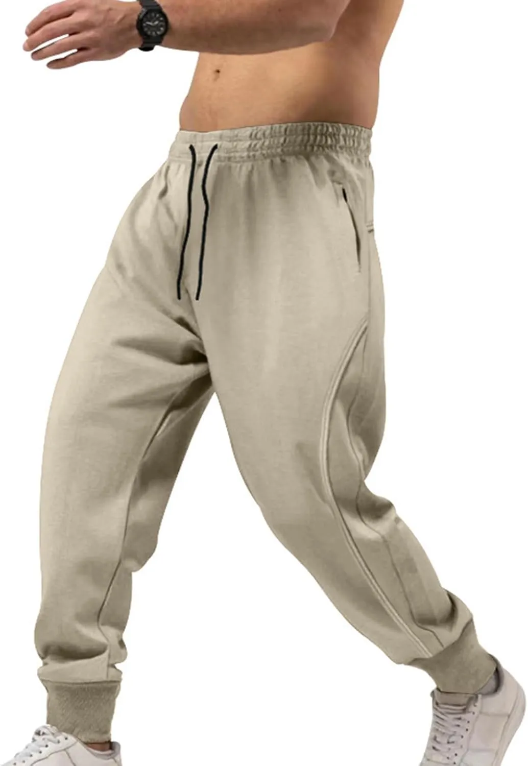 Mens Casual Pants Elastic Waist Relaxed Fit Stretch Sweatpants Big and Tall Baggy Outdoor Workout Athletic Pants with Pockets