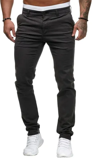 Men's Chinos Pants Slim Fit Stretchy Dress Pants Flat-Front Tapered Legs Slacks for Casual to Semi-Formal Occasions