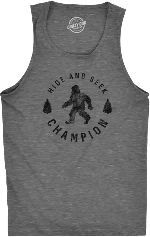 Mens Fitness Tank Hide and Seek Champion Tanktop Funny Bigfoot Sasquatch Shirt