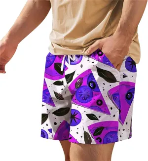 Mens Funny Beach Shorts 3D Printed Elastic Drawstring Combat Track Volleyball Capris Quick Drying Baggy Hawaiian Style Pants