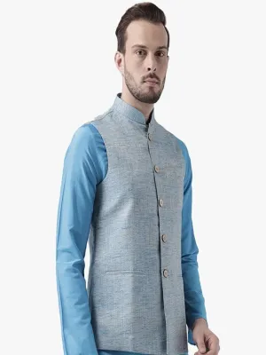 Men's Jacquard Silk/Cotton Blend Nehru Jacket- Traditional Indian Waistcoat for Weddings & Royal Parties