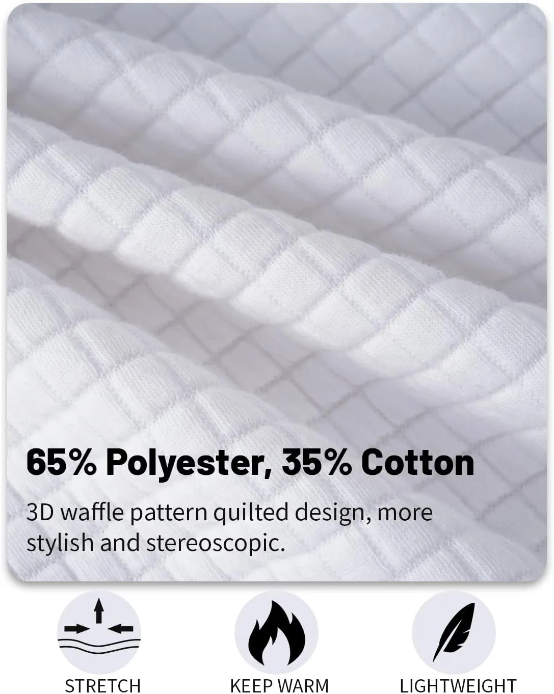 Men's Quilted Sweatshirt Casual Waffle Stand Collar Button Pullover Sweatshirts