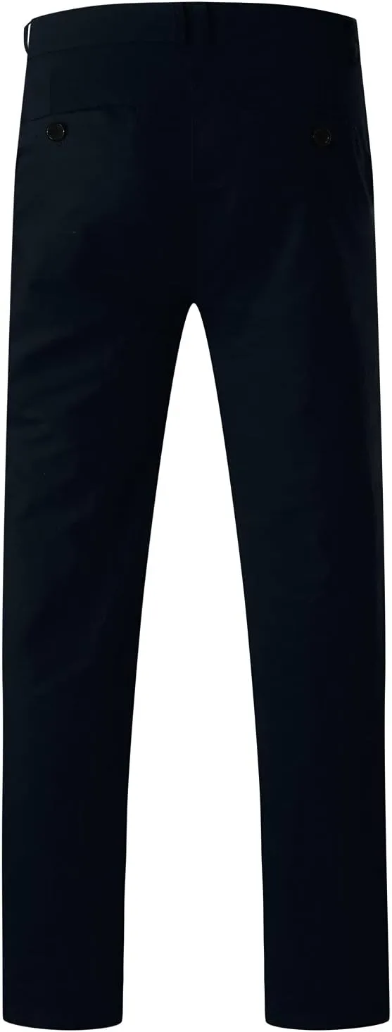 Men's Slim Fit Pants Open Bottom Straight Leg Stretch Waist Pants Solid Chino Casual Tapered Trousers with Pockets