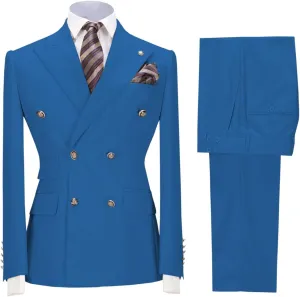 Mens Suit 2 Piece Double Breasted Peak Lapel Suit Men Slim Fit Suit Blazer Pants Wedding Prom Suit for Men