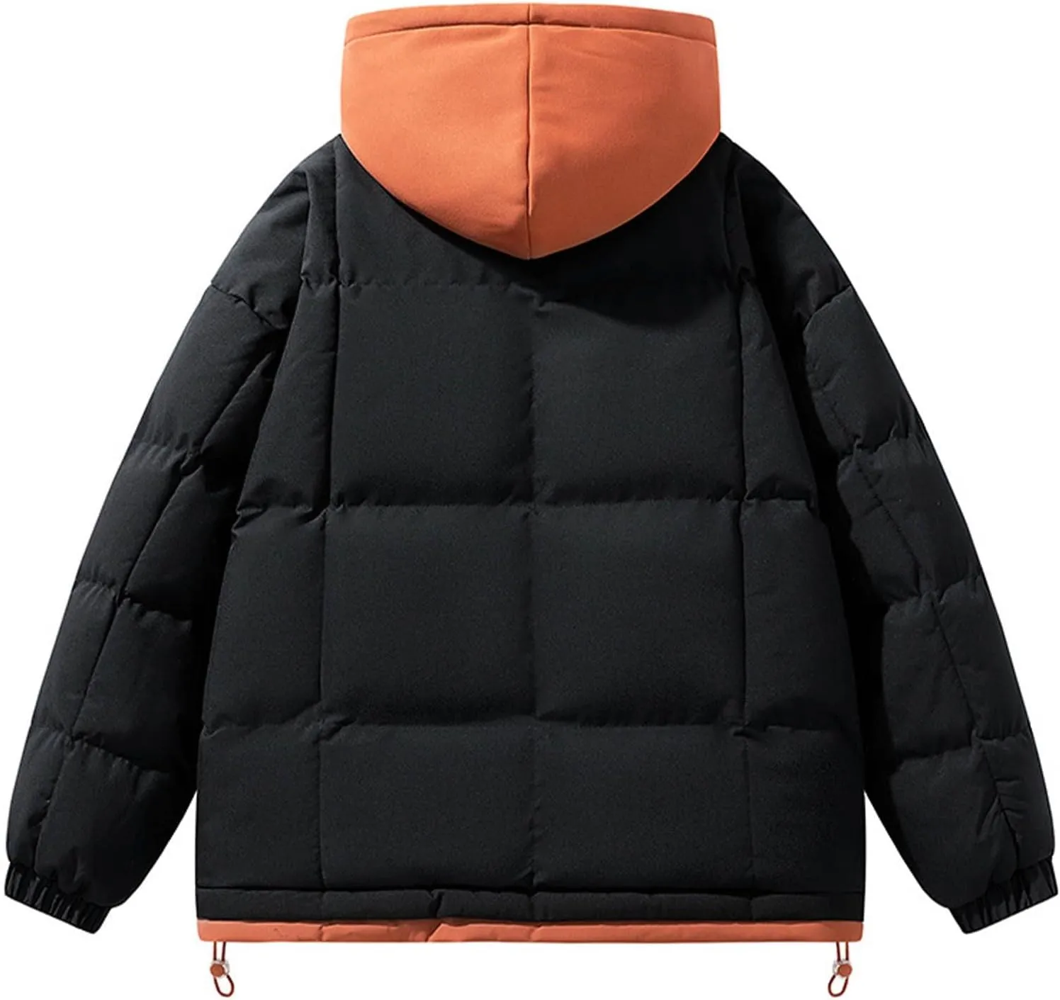 Mens Sweatshirt Quilted Lined Fake Two Piece Jacket Winter Warm Casual Full Zip Long Sleeve Hooded Cotton Padded Coat