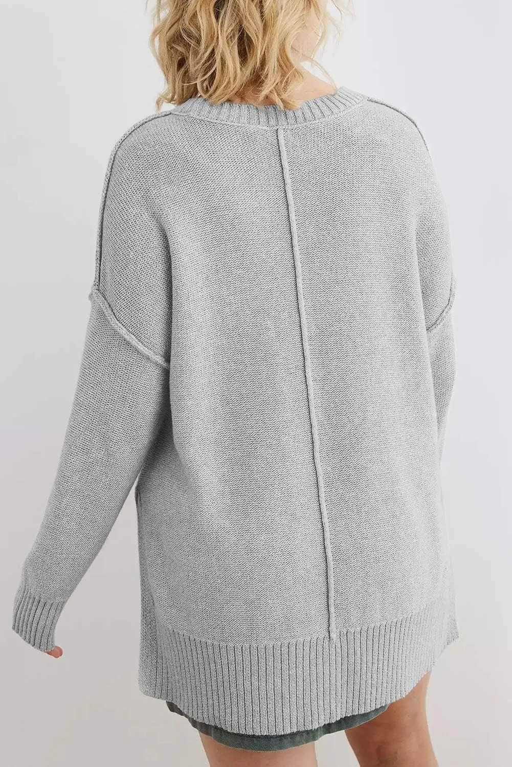 MEROKEETY Women's 2025 Fall Winter Casual Oversized Pullover Sweater Loose Crew Neck Long Sleeve Side Split Jumper Top