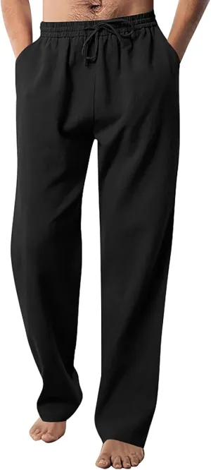 MIDOO Mens Pants Casual Relaxed Fit Baggy Casual Yoga Pants Drawstring Athletic Pants Lightweight Joggers with Pockets