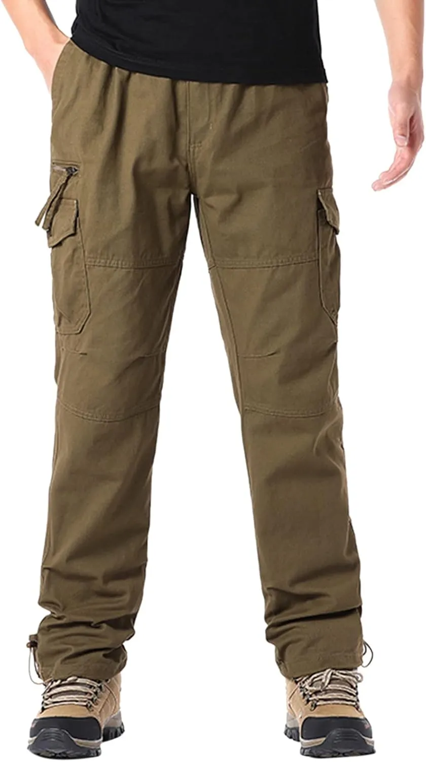 MIDOO Work Pants for Men Construction Flex Casual Pants Stretch Drawstring Waistband Tapered Leg Sweatpants with Pockets