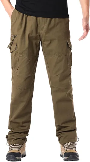 MIDOO Work Pants for Men Construction Flex Casual Pants Stretch Drawstring Waistband Tapered Leg Sweatpants with Pockets